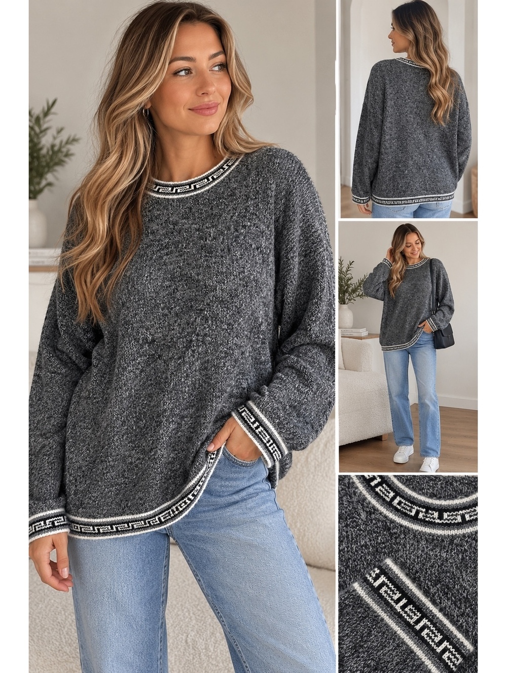 Vintage Hand knitted Peruvian alpaca wool jumper Size Large New